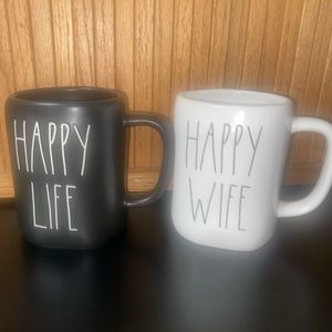 Rae Dunn Happy Wife Happy Life Coffee Mugs